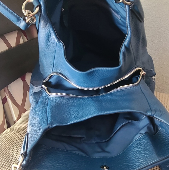 Coach Blue Pebbled Leather Bag - Picture 10 of 10
